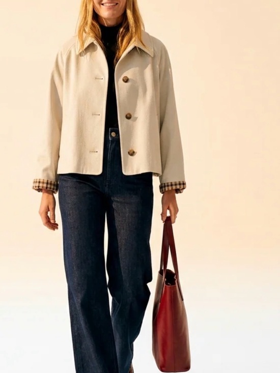 M.STUDIO Jackets & Blazers - M.STUDIO Cream Cropped Trench Jacket
